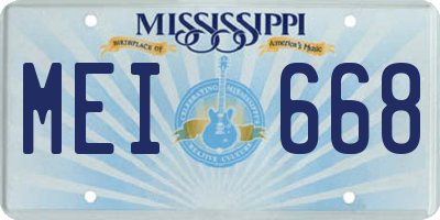 MS license plate MEI668