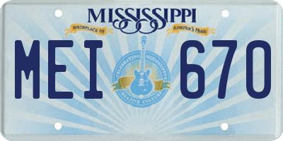 MS license plate MEI670