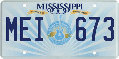 MS license plate MEI673