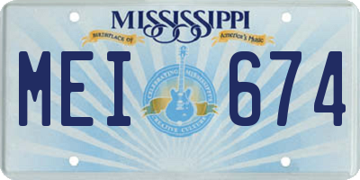 MS license plate MEI674