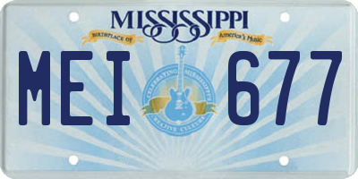 MS license plate MEI677