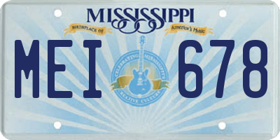 MS license plate MEI678