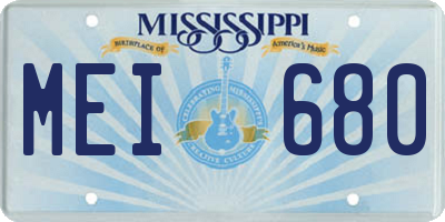 MS license plate MEI680