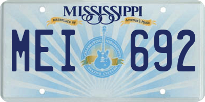 MS license plate MEI692
