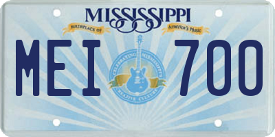 MS license plate MEI700