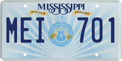 MS license plate MEI701