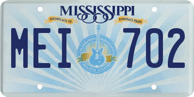 MS license plate MEI702