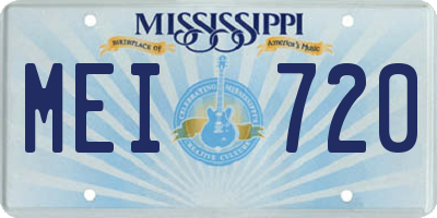 MS license plate MEI720