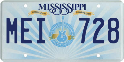 MS license plate MEI728