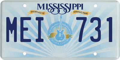 MS license plate MEI731