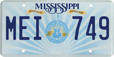 MS license plate MEI749