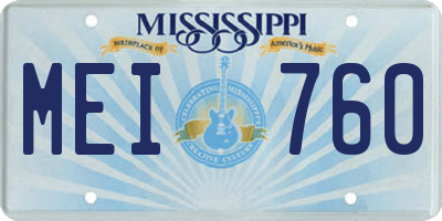 MS license plate MEI760