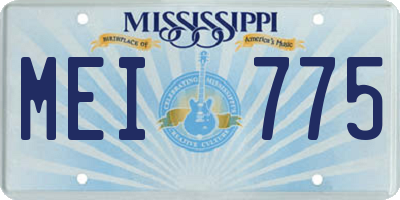 MS license plate MEI775
