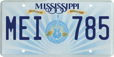 MS license plate MEI785