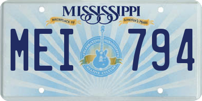 MS license plate MEI794