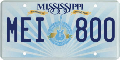 MS license plate MEI800