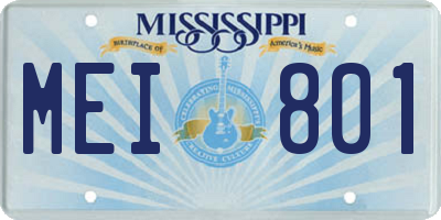 MS license plate MEI801