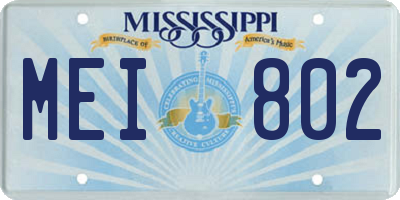 MS license plate MEI802