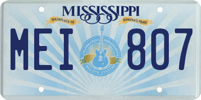 MS license plate MEI807