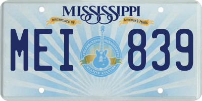MS license plate MEI839