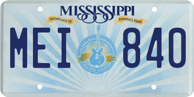 MS license plate MEI840