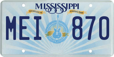 MS license plate MEI870