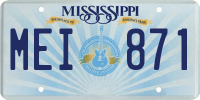 MS license plate MEI871