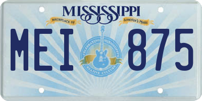 MS license plate MEI875
