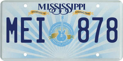 MS license plate MEI878