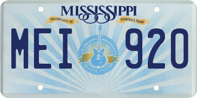 MS license plate MEI920