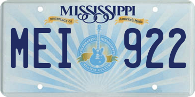 MS license plate MEI922