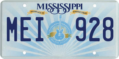 MS license plate MEI928