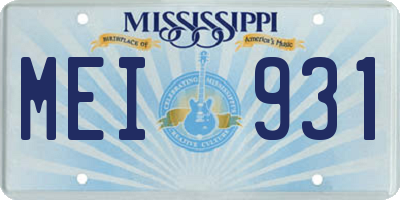 MS license plate MEI931