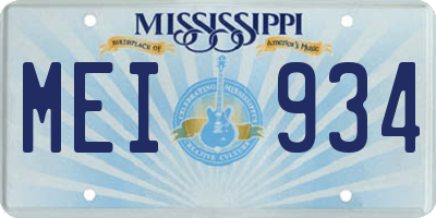 MS license plate MEI934
