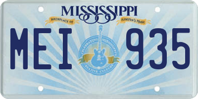 MS license plate MEI935