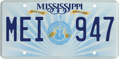 MS license plate MEI947