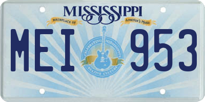MS license plate MEI953