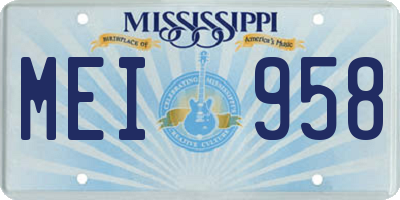 MS license plate MEI958