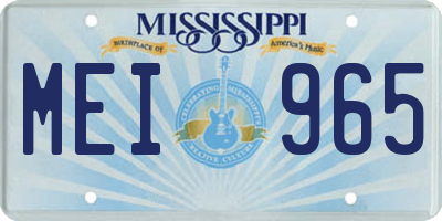 MS license plate MEI965