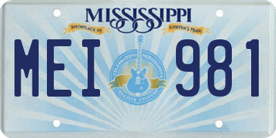 MS license plate MEI981