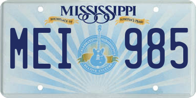 MS license plate MEI985
