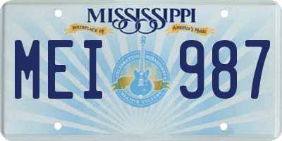 MS license plate MEI987