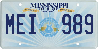 MS license plate MEI989