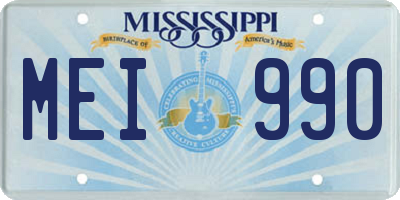 MS license plate MEI990