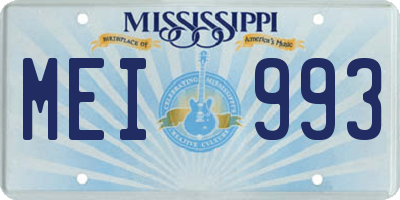 MS license plate MEI993