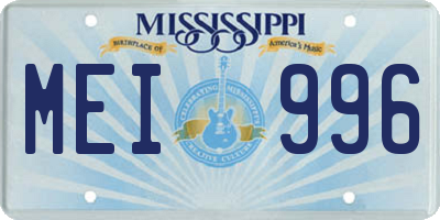 MS license plate MEI996