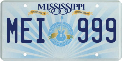 MS license plate MEI999