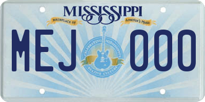 MS license plate MEJ000