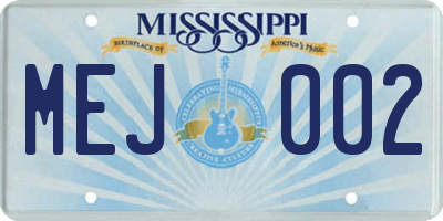 MS license plate MEJ002