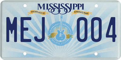 MS license plate MEJ004